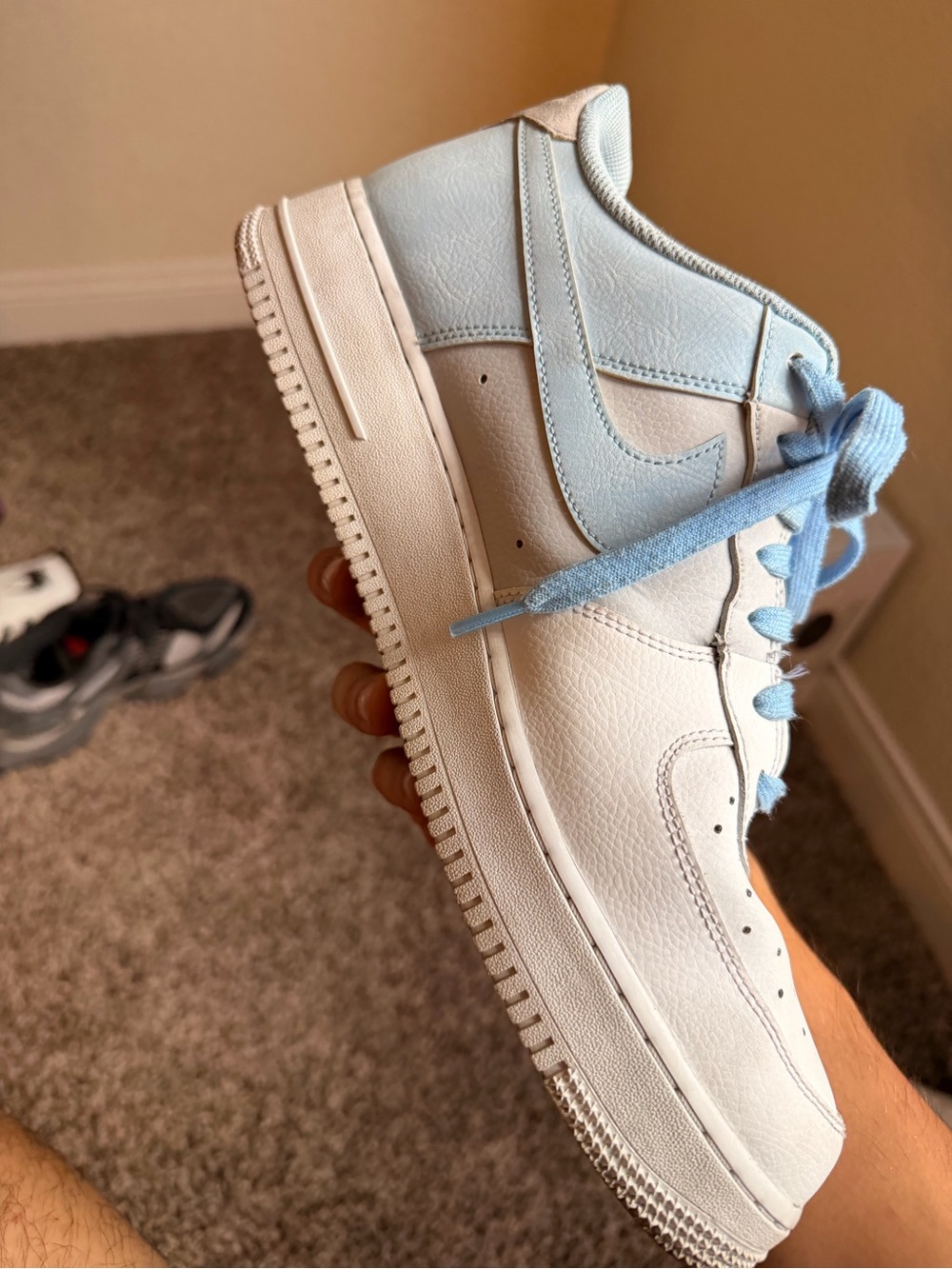 Nike Men's Light Blue and White Air Force 1 Low - Picture 8 of 13